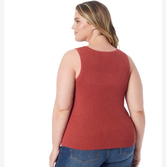 Jessica Simpson Johanna Lace Up Knitted Tank Top in Chili Oil Size 2X - Picture 4 of 11